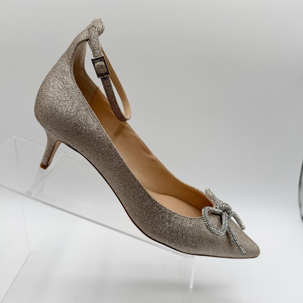 Jewel Badgley Mischka Geranium Kitten Heel Pump Light Gold Formal Size 10